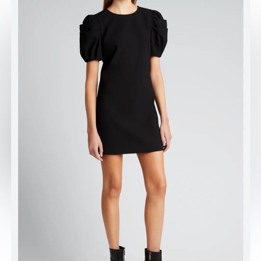 Alice + Olivia Hanita Puff Sleeve Black Dress Size 4 - Picture 5 of 11